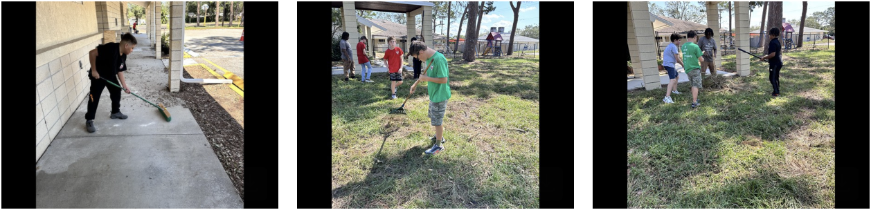 Students helping with Hurricane Cleanup at Agape Christian School Sarastoa